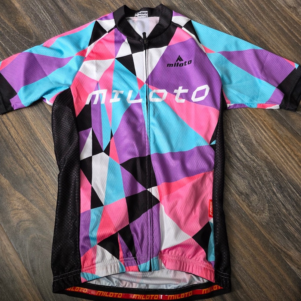 Miloto Women's Geometric Print Short Sleeve Cycling Jersey Top Size M